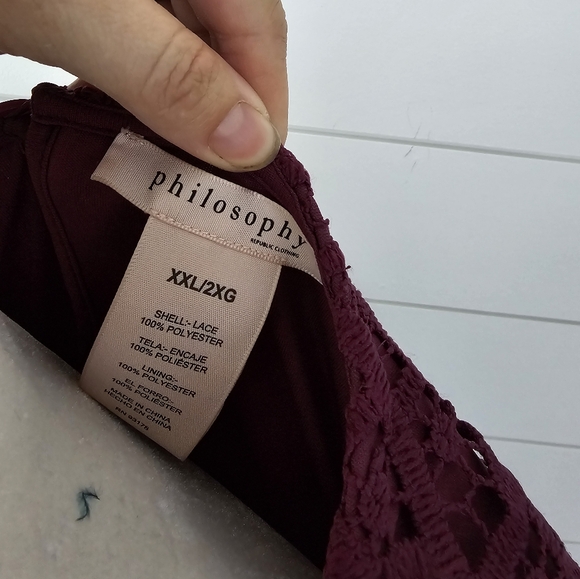 Philosophy Eyelet purple Plus Size Blousse Shirt size 2x - Picture 5 of 8